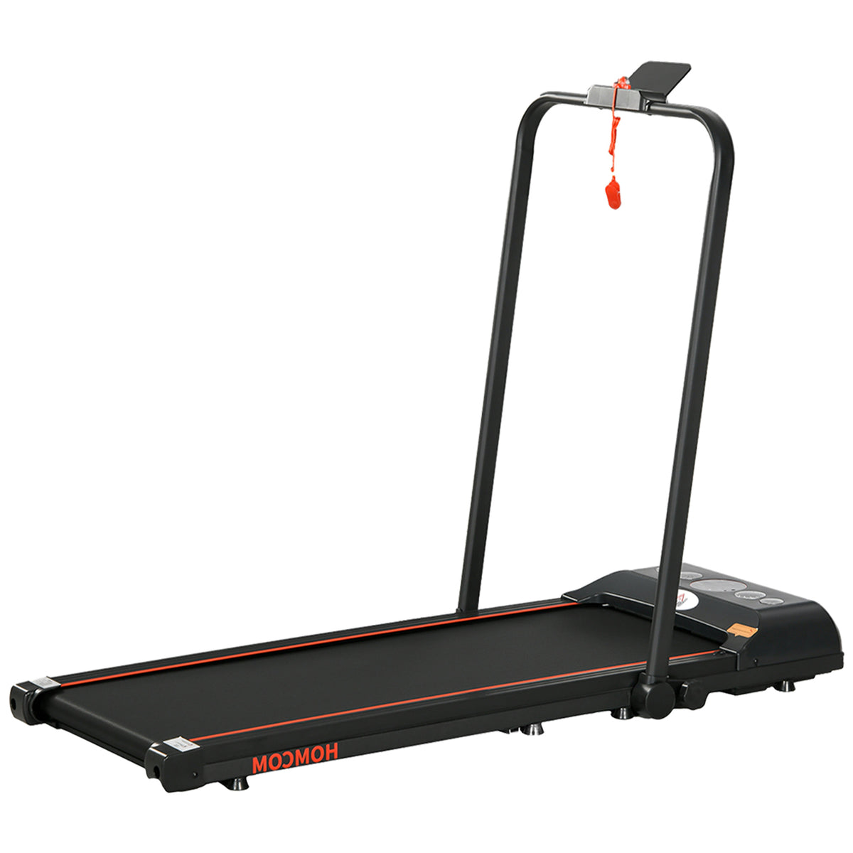 PURE Foldable Walking Treadmill, with LED Display and Wheels, for Home, Office, Gym, Red