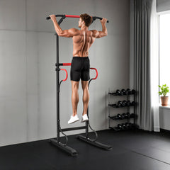 PURE Steel Multi-Use Exercise Power Tower Pull Up Station Adjustable Height W/ Grips