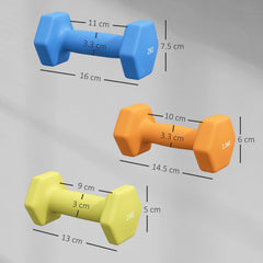PURE 2 x 1kg, 2 x 1.5kg and 2 x 2kg Hexagonal Dumbbells Weights Set with Non-Slip Grip for Home Gym Workout