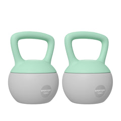 PURE 2 x 10kg Soft Kettlebell, Kettle Bell with Non-Slip Handle, for Home Gym, Strength Training, Cardio - Grey and Green