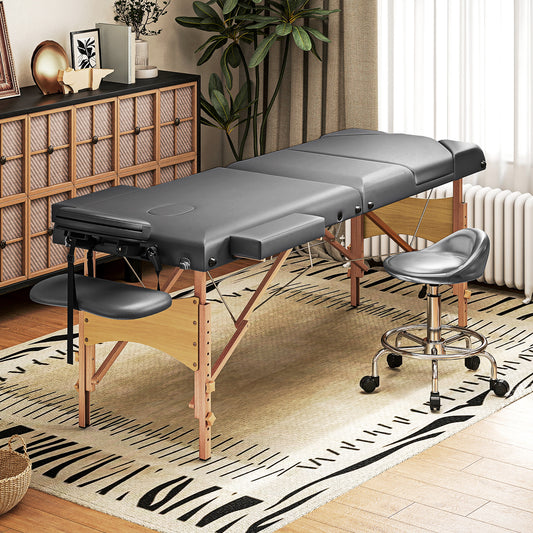 PURE Adjustable Folding Massage Table - Grey