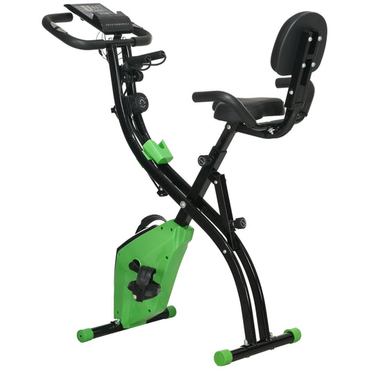 PURE 2-in-1 Folding Exercise Bike with 8-Level Magnetic Resistance, Arm Resistance Band, Pulse Sensor, Green