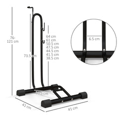 PURE Vertical and Horizontal Bike Rack Bicycle, Storage Stand with Adjustable Hooks, for 24"-29" Wheels, 700c Bike
