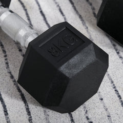 PURE Rubber Dumbbell Set Sports Hex Weight Sets Home Gym Fitness Lift Strength Training Exercise 2 x 5kg, 2 x 6kg, 2 x 8kg