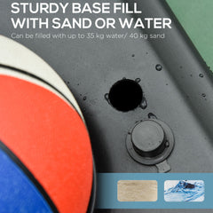 PURE Basketball Hoop Stand Portable Adjustable Height 2.1-2.6m w/ Wheels, Sturdy Rim Stable Base, Black