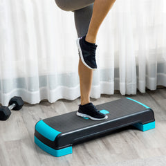 PURE Aerobic Step with 3-Level Adjustable Heights for Home, Office Exercise, Black and Blue