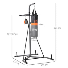 PURE Freestanding Boxing Punch Bag & Speed ball Station, for Home Gym, Grey