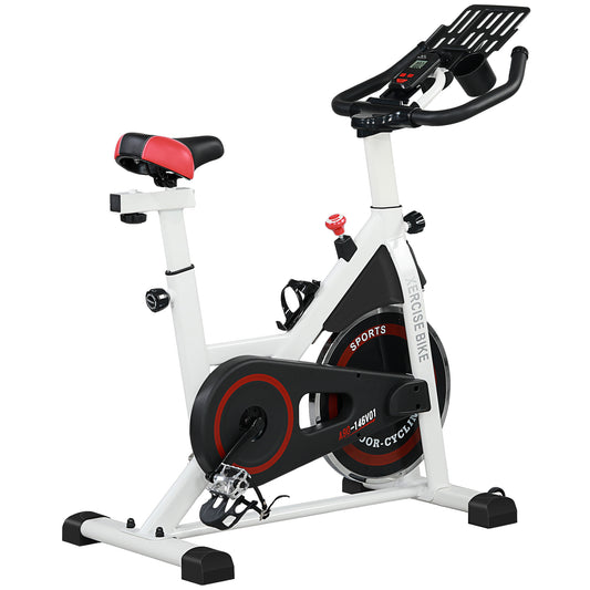 PURE Exercise Bike, 8kg Flywheel Stationary Bike Indoor Cycling Machine with Adjustable Resistance Seat Handlebar, White