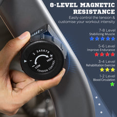 PURE Exercise Bike with LCD Display, Stationary Bike with Quiet 8-Level Magnetic Resistance, Adjustable Seat and Backrest, Indoor Cycling Exercise Equipment for Home Gym Fitness Workout Training