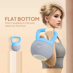 PURE 8KG Soft Kettlebell, Kettlebell with Non-Slip Handle for Home Gym, Weight Lifting, Strength Training, Light Blue/Grey