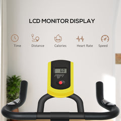 PURE Exercise Bike, Indoor Stationary Bike, Cycling Machine with Adjustable Seat and Resistance for Home Gym Workout, Yellow