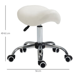 PURE Cosmetic Stool 360° Rotate Height Adjustable Salon Massage Spa Chair Hydraulic Rolling Faux Leather Saddle Stool, Cream