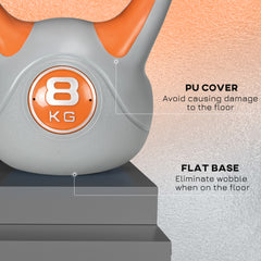 PURE Kettlebell, 8kg Kettle Bells with Handle for Home Gym Weight Lifting and Strength Training, Orange and Grey