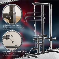 PURE Exercise Pulley Machine Power Tower with Adjustable Seat Cable Positions