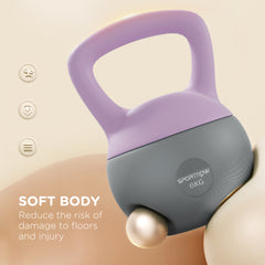 PURE 6KG Soft Kettlebell, Kettle Bell with Non-Slip Handle for Home Gym, Weight Lifting, Strength Training, Purple/Grey
