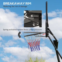 PURE 245-305cm Adjustable Basketball Hoop and Stand, with Wheels, Black