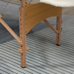 PURE Portable Massage Bed, Folding Spa Beauty Massage Table with 2 Sections, Carry Bag and Wooden Frame, Cream