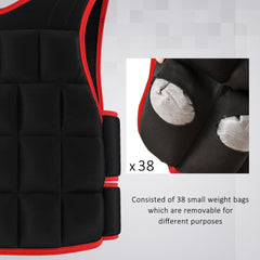 20kg Metal Sand Weight Adjustable Unisex Trainer Vest Black/Red