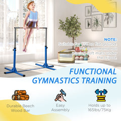 PURE Height Adjustable Gymnastics Horizontal Bar for Kids, Children Junior Kip High Bar Fitness, Blue
