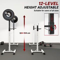 PURE Heavy Duty Weight Bar Barbell Squat Stand Barbell Rack Spotter, for Home, Gym - Black