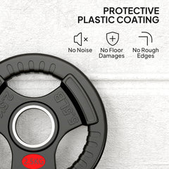 PURE Olympic Weight Plates, 2"/5cm Weight Disc Pair with Tri-Grips, 2 x 2.5kg Dumbbell Plates for Weightlifting and Strength Training Home Gym Fitness Workout, Black