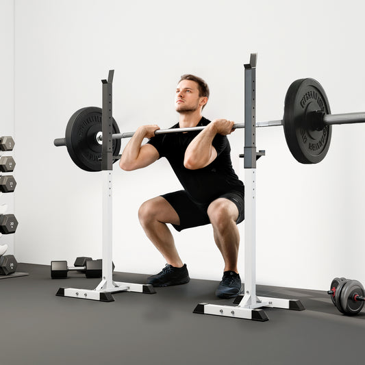 PURE Heavy Duty Weight Bar Barbell Squat Stand Barbell Rack Spotter, for Home, Gym - Black