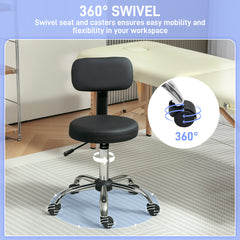 PURE 360° Swivel Seat Salon Stool - Black
