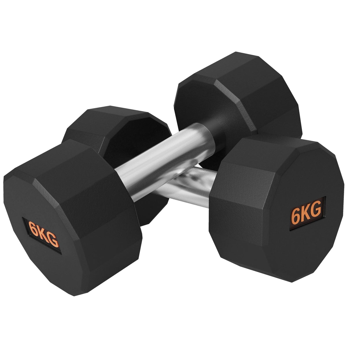 2 x 6kg Dumbbells Weights Set with 12-Sided Shape and Non-Slip Grip for Men Women Home Gym Workout