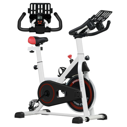 Upright Exercise Bike Indoor Training Cycling Machine Stationary Workout Bicycle w/ Adjustable Resistance Seat Handlebar LCD Display