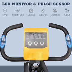 PURE 2-in-1 Folding Exercise Bike with 8-Level Magnetic Resistance, Arm Resistance Band, Pulse Sensor, Yellow