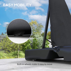 PURE 245-305cm Adjustable Basketball Hoop and Stand, with Wheels, Black