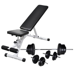 Workout Bench with Barbell and Dumbbell Set 60.5 kg