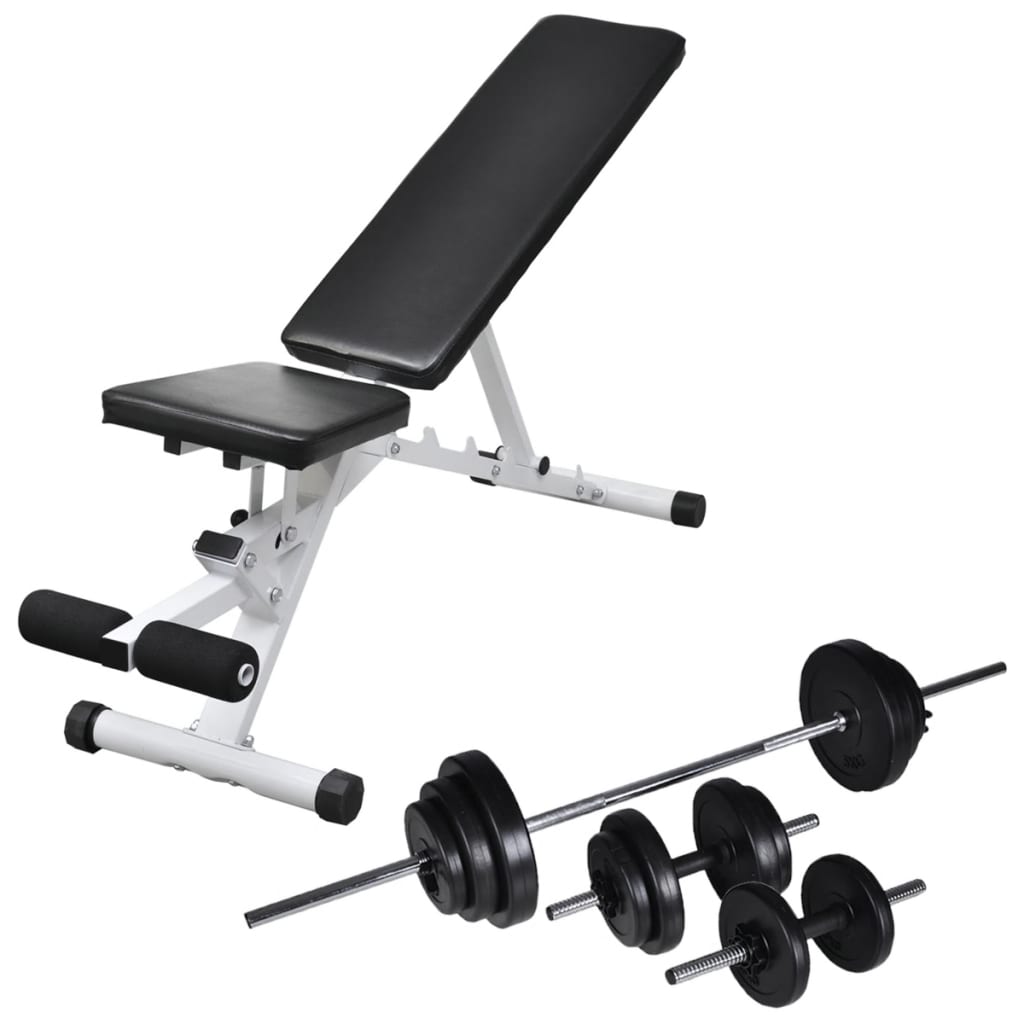 Workout Bench with Barbell and Dumbbell Set 30.5 kg