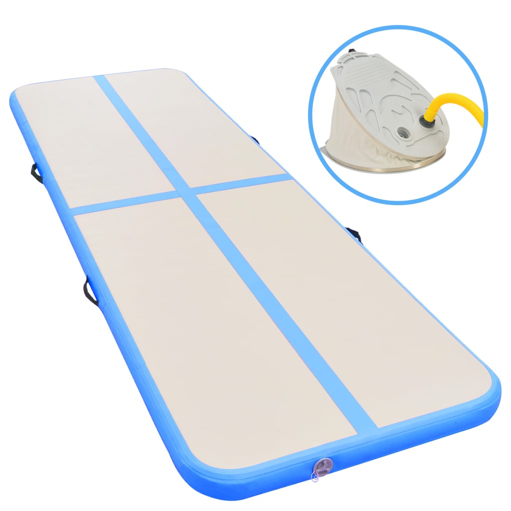 Inflatable Gymnastics Mat with Pump 400x100x10 cm PVC Blue