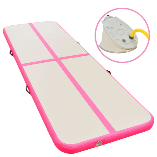 Inflatable Gymnastics Mat with Pump 700x100x10 cm PVC Pink