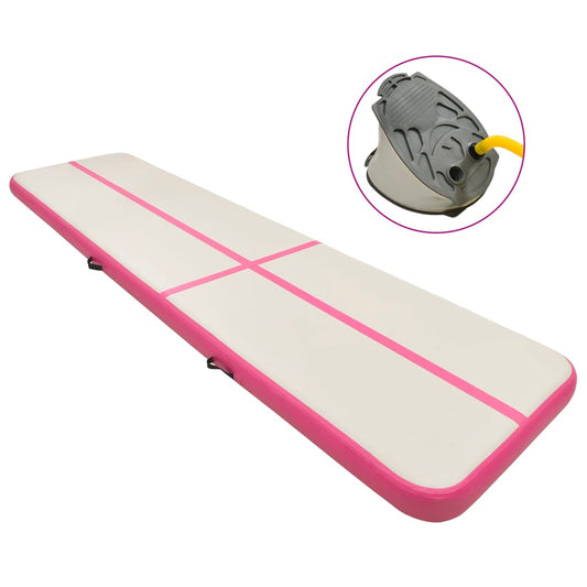 Inflatable Gymnastics Mat with Pump 600x100x20 cm PVC Pink