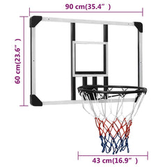 Basketball Backboard Transparent 90x60x2.5 cm Polycarbonate