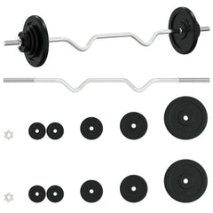 Barbell with Plates Set 30 kg Cast Iron & Chrome Plated Steel