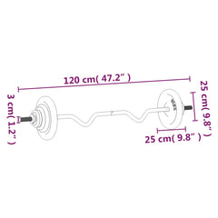 Barbell with Plates Set 30 kg Cast Iron & Chrome Plated Steel