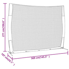 Portable Baseball Net Red&Black 369x107x271 cm Steel&Polyester