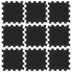 Rubber Floor Tiles 9 pcs Black 16 mm 30x30 cm