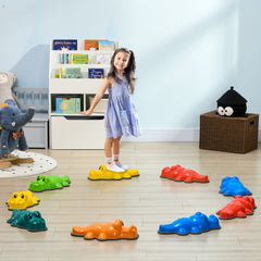 PURE 9PCs Kids Stepping Stones, Crocodile-Designed Sensory Toys, with Anti-Slip Edge Balance River Stones