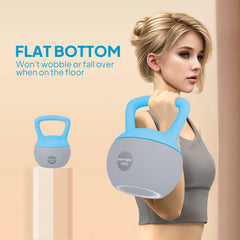 PURE 10KG Soft Kettlebell, Kettlebell with Non-Slip Handle for Home Gym, Weight Lifting, Strength Training, Light Blue/Grey