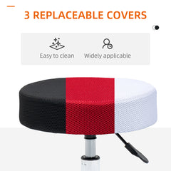 PURE Hydraulic Swivel Salon Spa Stool Height Adjustable Facial Massage Tattoo with 3 Changeable Seat Covers, Black