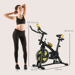 Exercise Bike, Indoor Stationary Bike, Cycling Machine with Adjustable Seat and Resistance for Home Gym Workout, Yellow