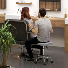 PURE Faux Leather Padded Salon Stool - Grey