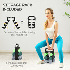 PURE Dumbbells Set with Storage Rack, 2 x 1kg, 2 x 2kg, 2 x 3kg, Green