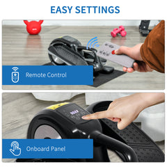 PURE Under Desk Electric Elliptical Machine for Home, Sit Down Pedal Exerciser for Seniors with 12 Programs, LCD Monitor, Compact with Remote Control & Non-Slip Pad