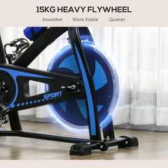 Exercise Bike, Indoor Stationary Bike, Cycling Machine with Adjustable Seat and Resistance for Home Gym Workout, Blue