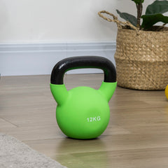 PURE Soft Kettlebell, 12kg Kettle Bell with Non-Slip Handle for Home Gym Weight Lifting and Strength Training, Green